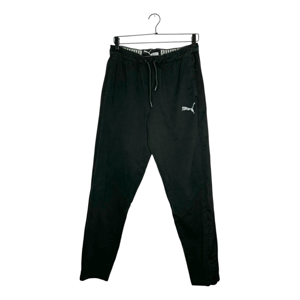 Puma Black Athletic Jogger Sweatpants Drawstring Logo Lounge Pants Medium